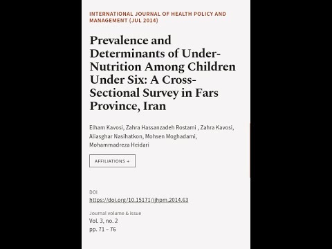 Prevalence and Determinants of Under-Nutrition Among Children Under Six: A Cross-Sect… | RTCL.TV