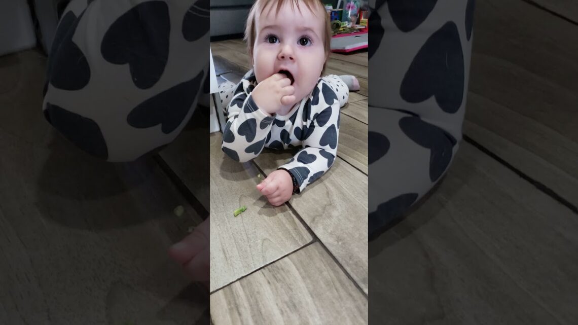 Baby is eating avocado from the floor | Raising a free baby #shorts