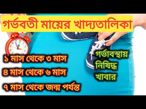 গর্ভবতী মায়ের খাদ্যতালিকা/১ মাস থেকে জন্ম পর্যন্ত/গর্ভাবস্থায় নিষিদ্ধ খাবার/গর্ভবতীর খাওয়ার নিয়ম